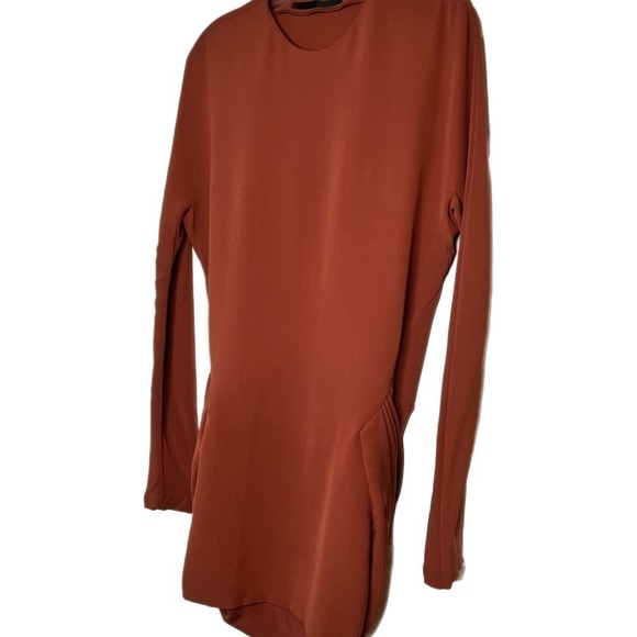 Haider Ackermann Silk Terra Cotta Draped Bottom Zip Top Dress Made in 🇫🇷 36 - Picture 7 of 13